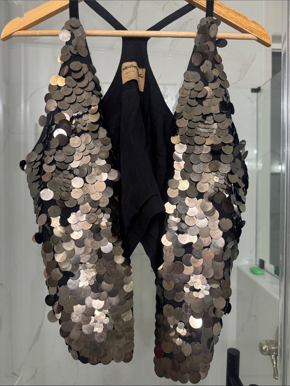 We The Free Black Vest with Metallic Disk Sequins